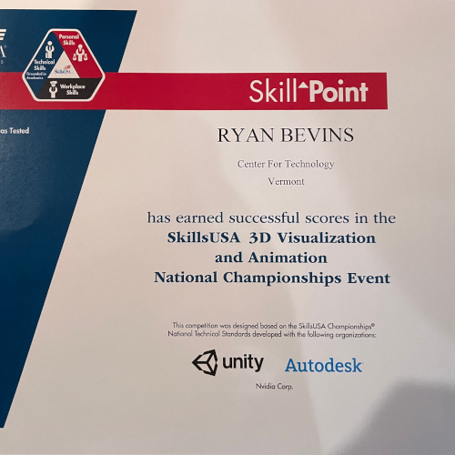 A skillsUSA certificate I received