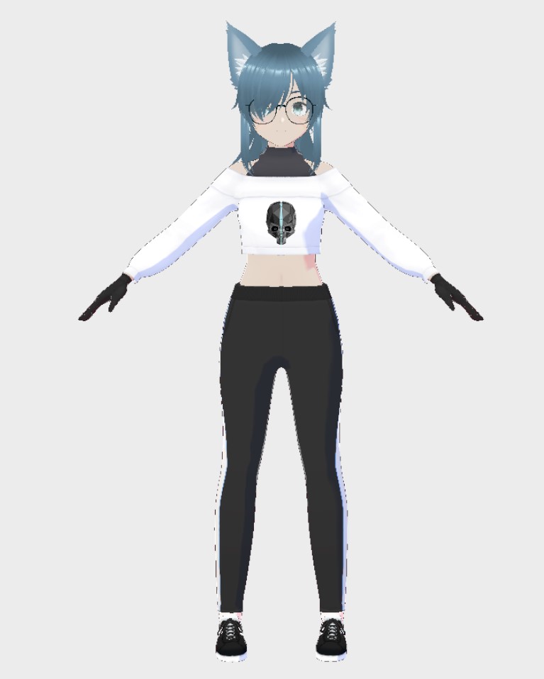 My female Vtuber Model in a croptop, front view