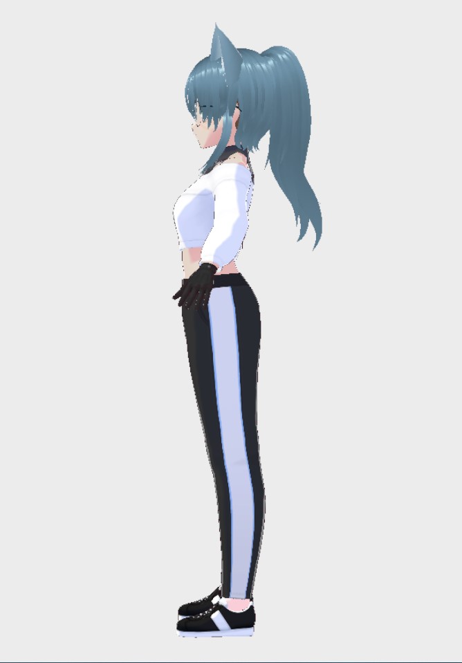 My female Vtuber Model in a croptop, side view