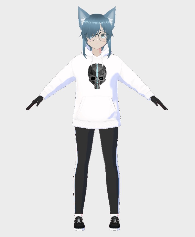 My female Vtuber Model in a hoodie, front view