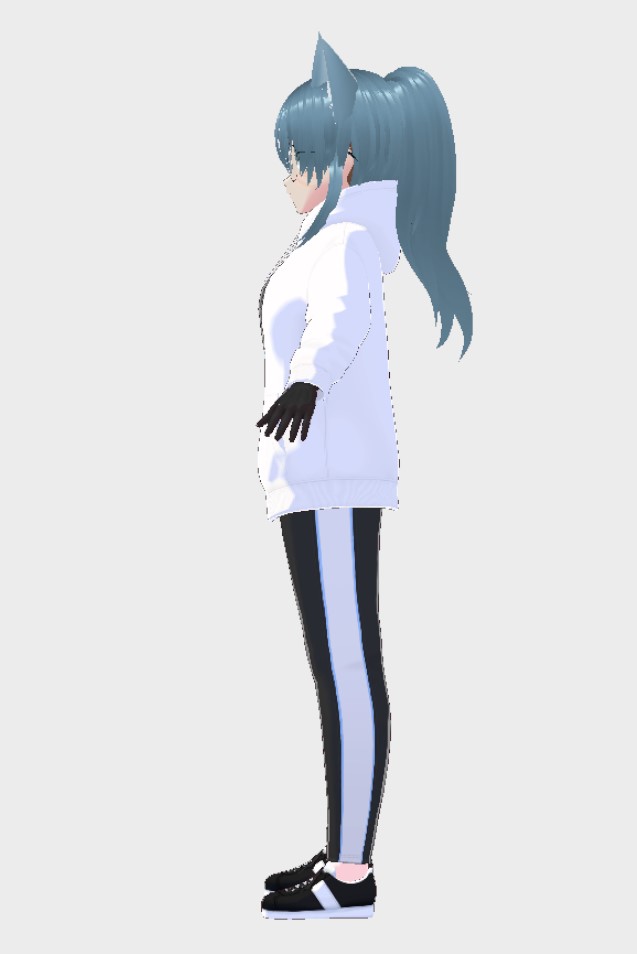 My female Vtuber Model in a hoodie, side view