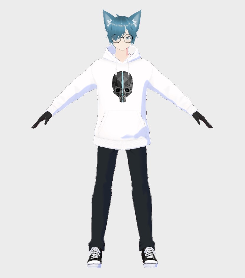 My male Vtuber Model in a hoodie, front view