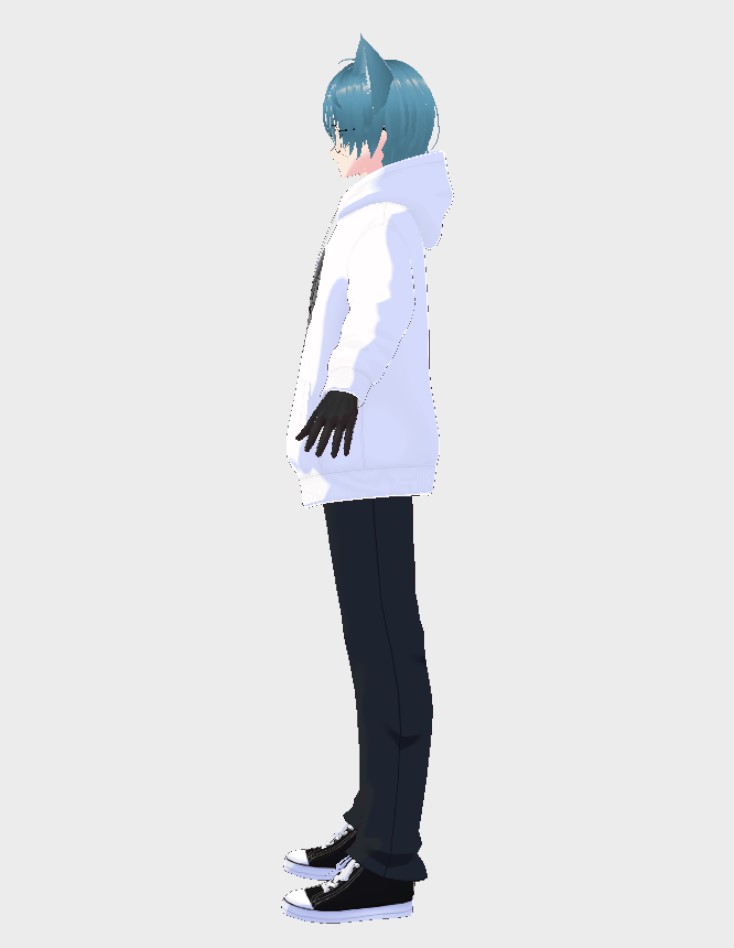 My male Vtuber Model in a hoodie, side view