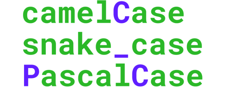 camel vase vs snake case vs pascal case